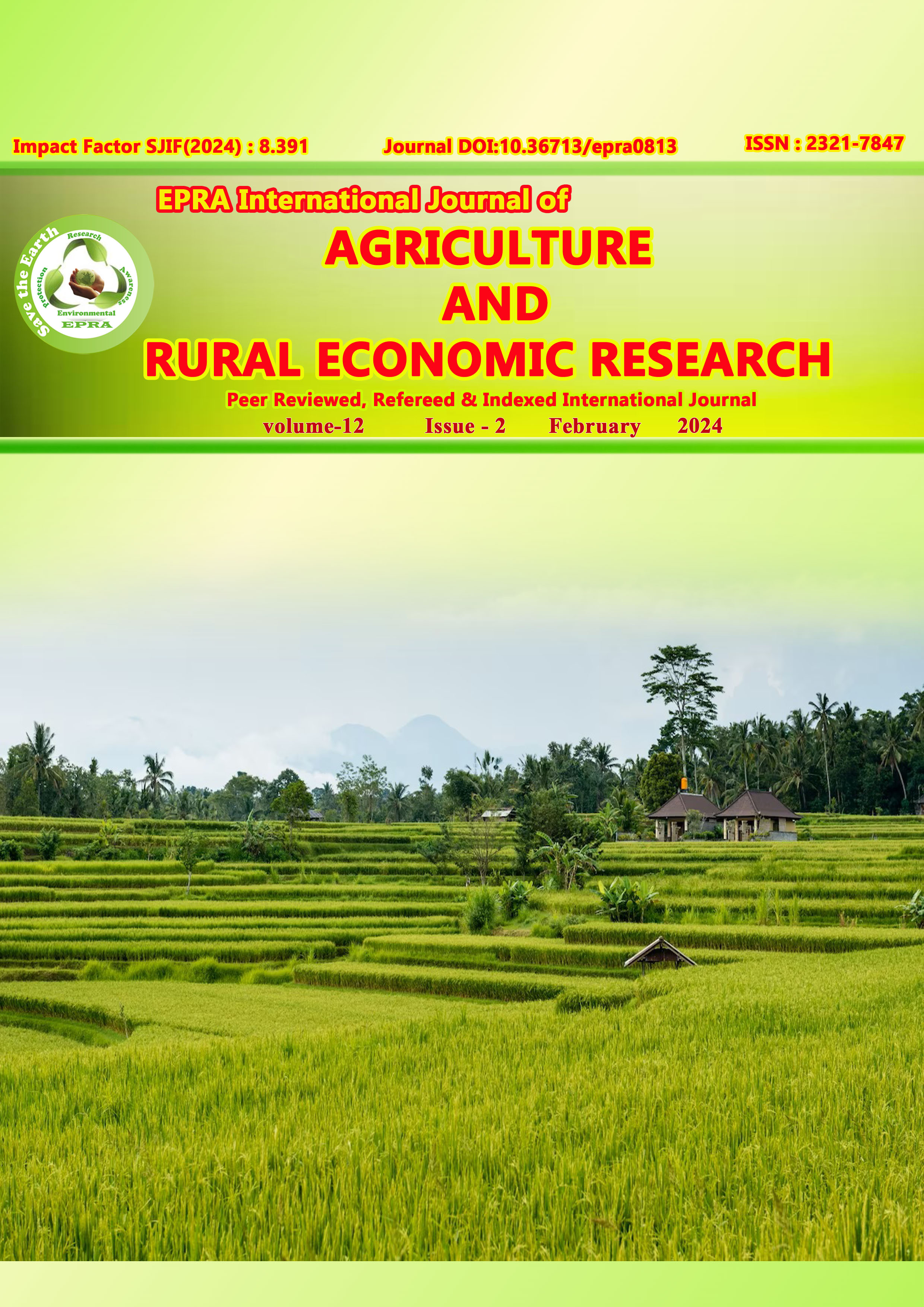 					View Vol. 12 No. 2 (2024): EPRA International Journal of Agriculture and Rural Economic Research (ARER)
				
