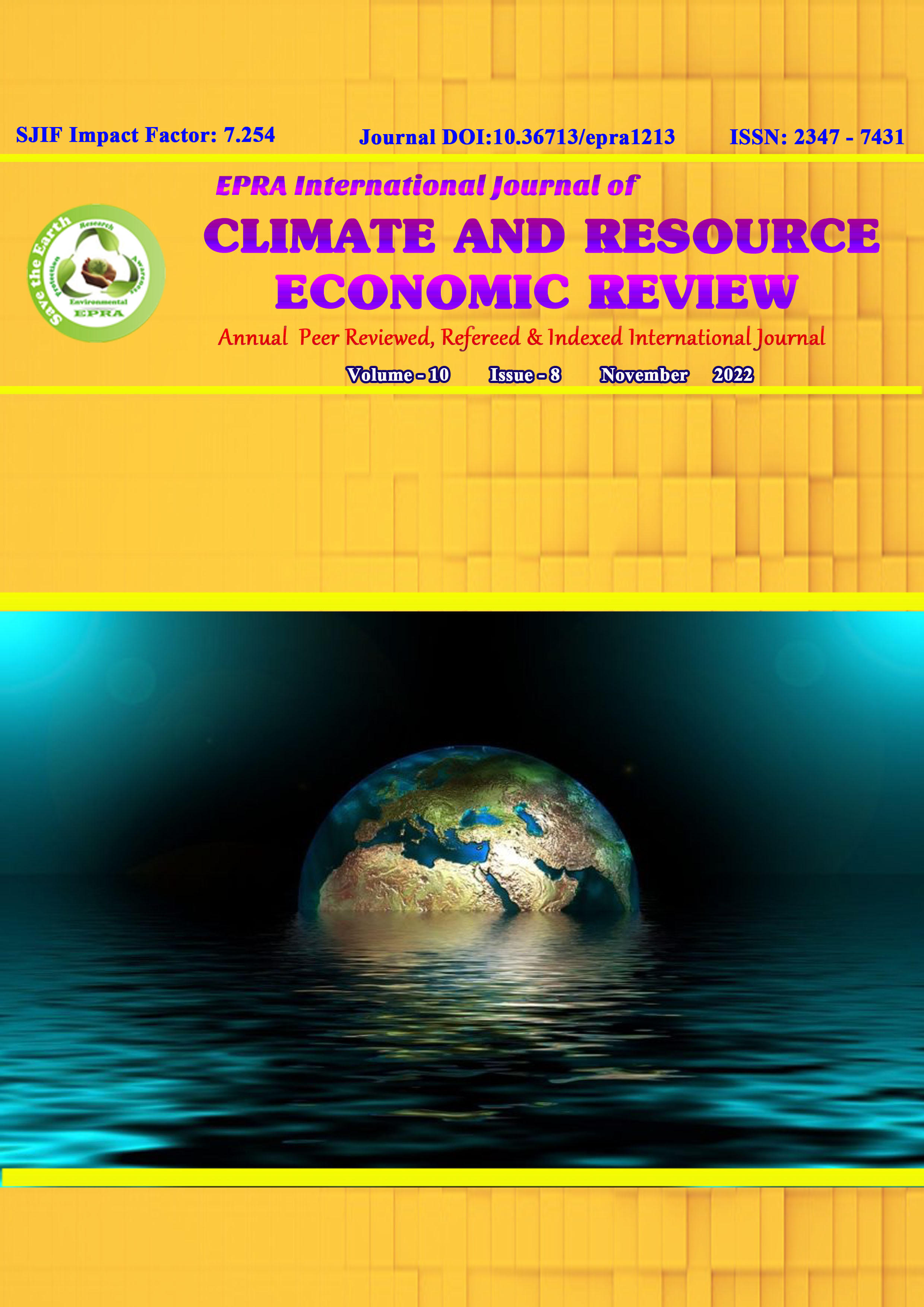 					View Vol. 10 No. 8 (2022): EPRA International Journal of Climate and Resource Economic Review(CRER)
				